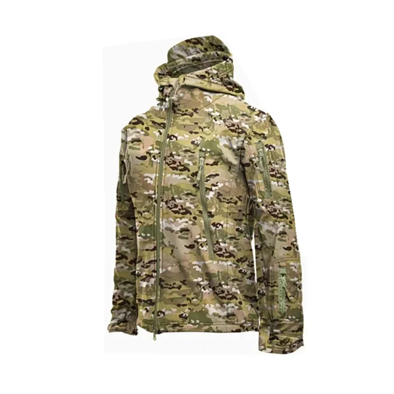 5XL 6XL Soft-shell Hard Shell Camouflage Jacket Fleece Thick Tactical Suit Hooded Coat Manufacturers Handsome Outdoor Jacket