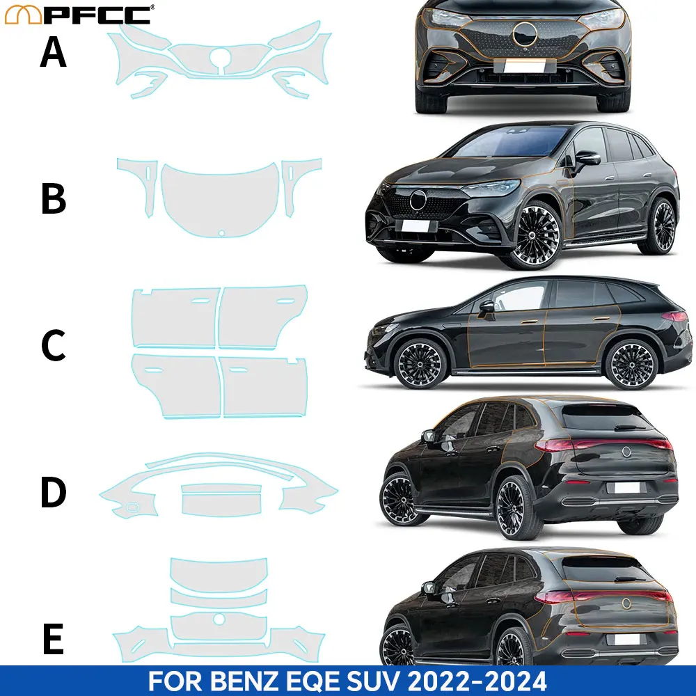 Для Mercedes Benz EQE SUV 2022-2025 ТПУ защитная пленка для краски против царапин предварительно вырезанная PPF кузов автомобиля прозрачный бюстгальтер устойчивый невидимый
