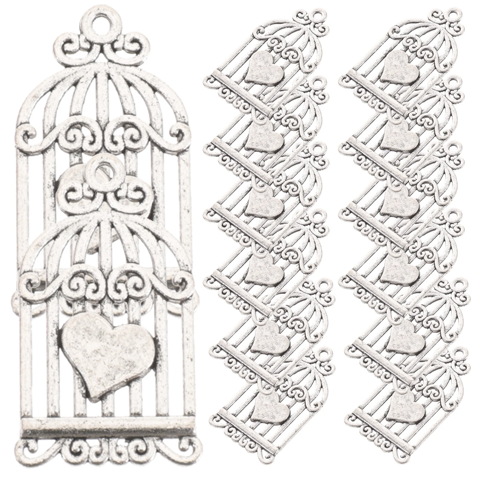 

40 шт., клетка для птиц из сплава, подвеска в виде сердца любви, принадлежности для самостоятельного изготовления ювелирных изделий, ожерелье, браслет, серьги, подвеска «сделай сам»