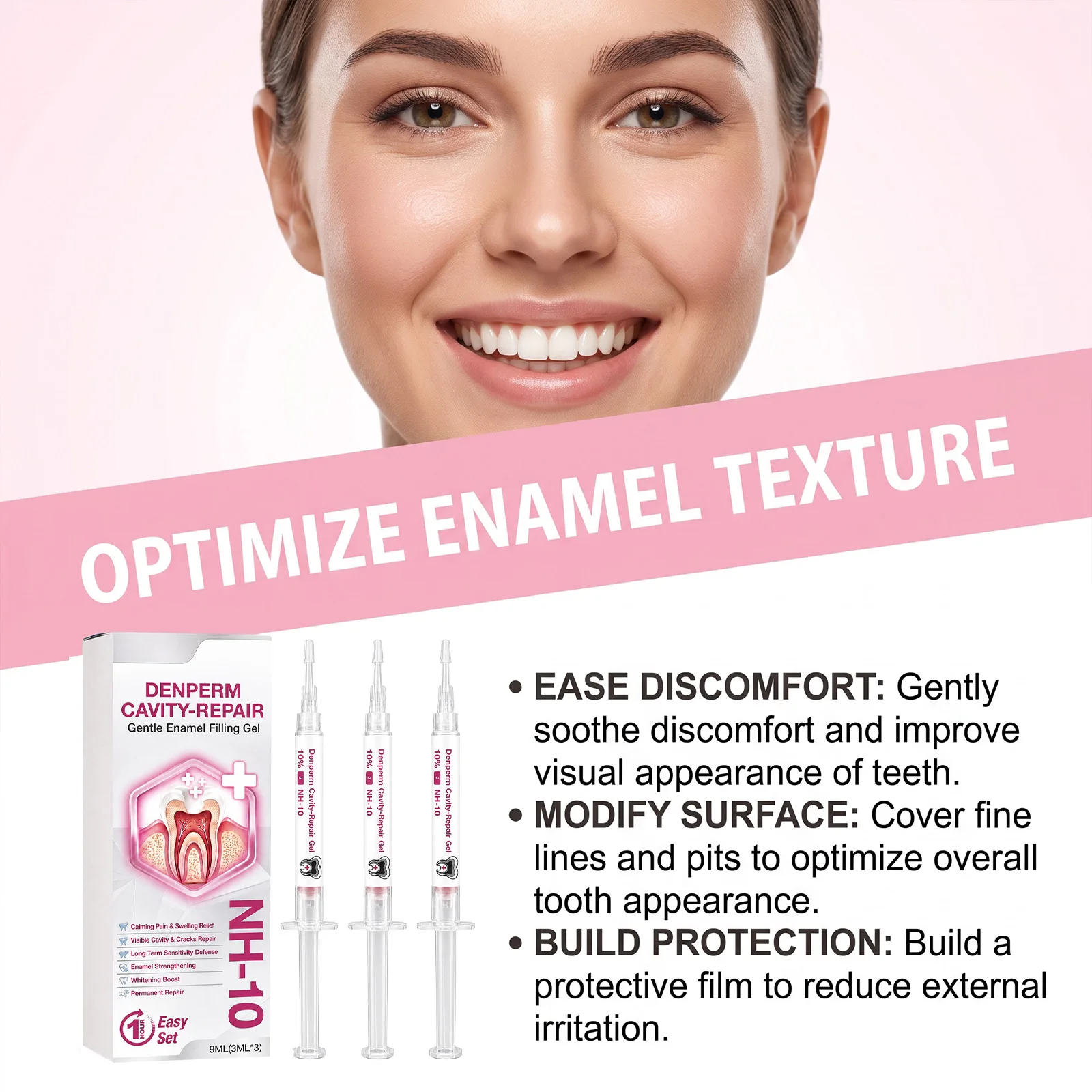Enamel Protection Gel, Mild Smooth Texture Oral Care Gel for Tooth Surface Care, Surface Finishing & Long-Lasting Shield