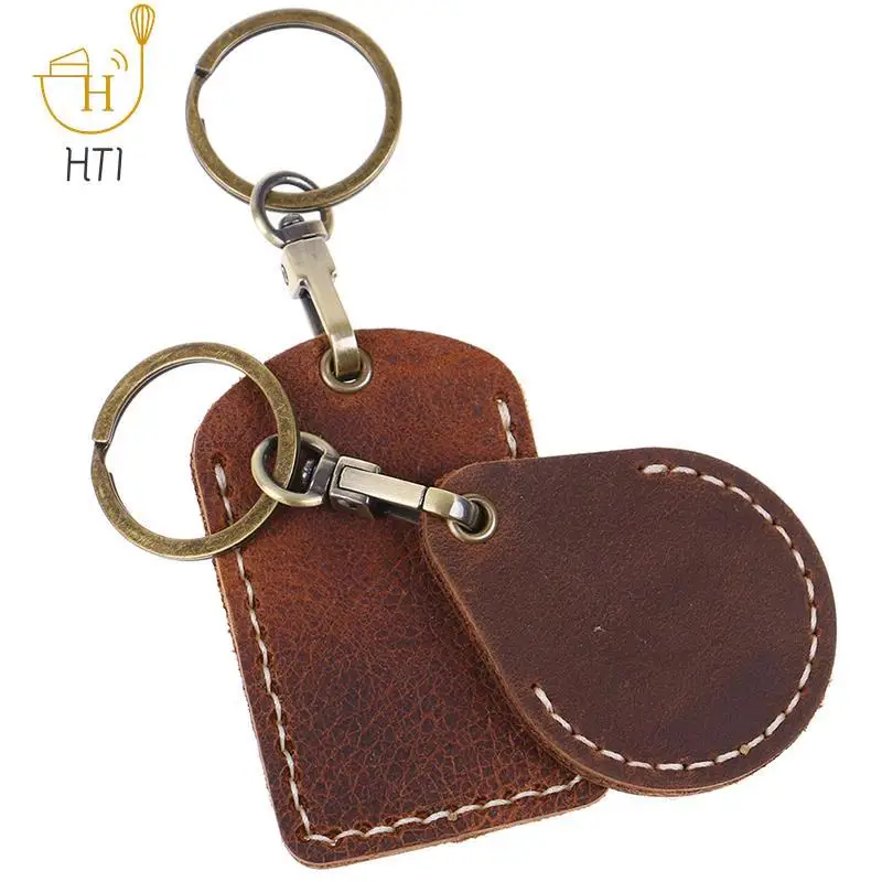 Vintage Leather Key Case Keychain Doorlock Access Control Tags Keyfob Tag ID Card Case Keychain Access Card Bag Key Tag Key Ring