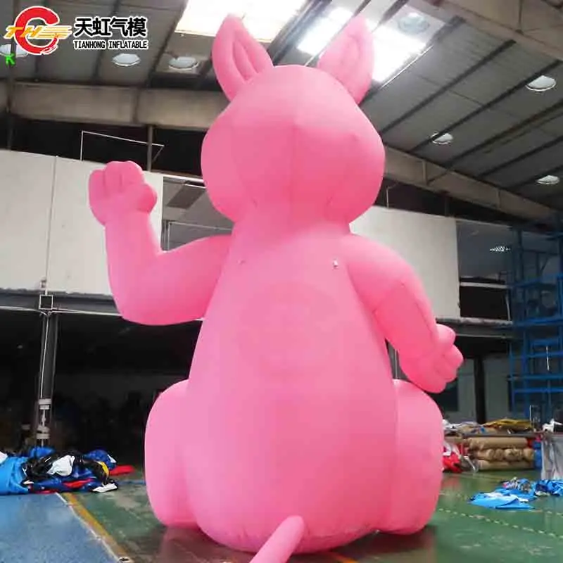 ของตกแต่งเวทีวันหยุดอีสเตอร์ขนาดใหญ่ กระต่ายสีชมพูเป่าลม โมเดลกระต่ายอีสเตอร์เป่าลม ลูกโป่งลม