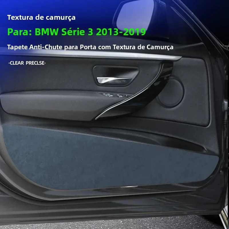 スエード調のドア用キックガードマット。bmw-3シリーズ（2013年～2019年）に適合。貼り付け式の車用ドア保護カバー。