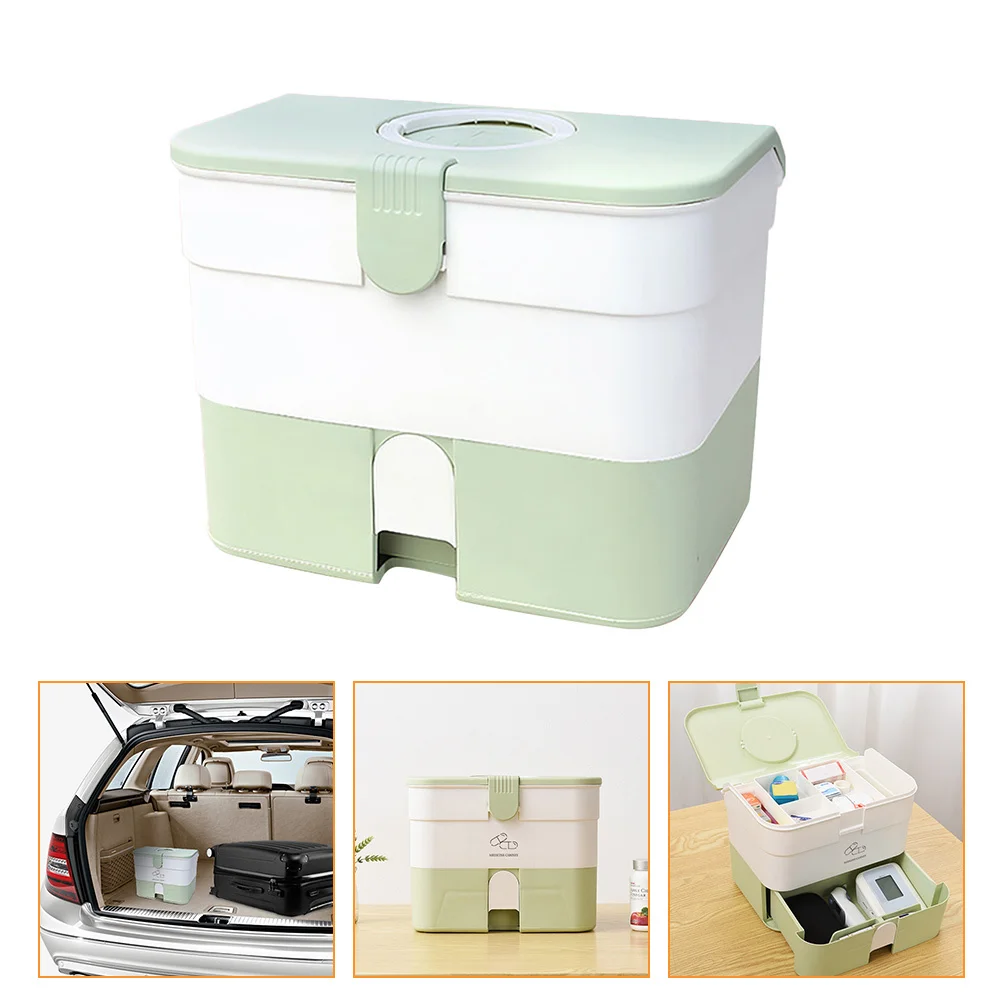 صندوق الإسعافات الأولية بمقابض مزدوجة، صندوق تخزين طبي ذو سعة كبيرة، سهل الحمل للاستخدام في حالات الطوارئ في المكتب المنزلي #2