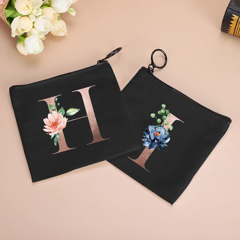 Fashion Flower Pattern Coin PursesCanvas Coin Wallet Lady Girls Earphone Coin Key Money Storage Bag Zipper Pouch Storage Bag