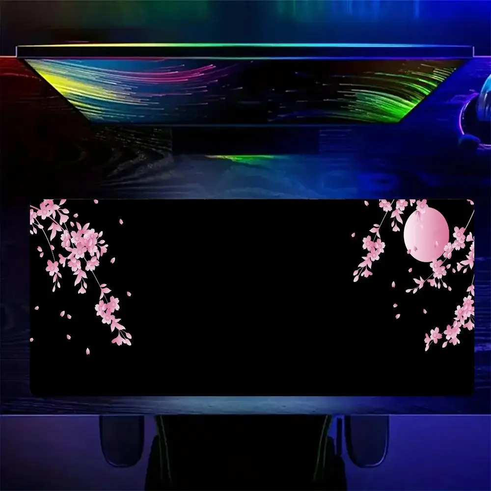 Japanese Aesthetic Cherry Blossoms Mouse Pad Gaming mat Non-Slip Desk Mat mouse carpet with Stitched Edge HD printing Office mat