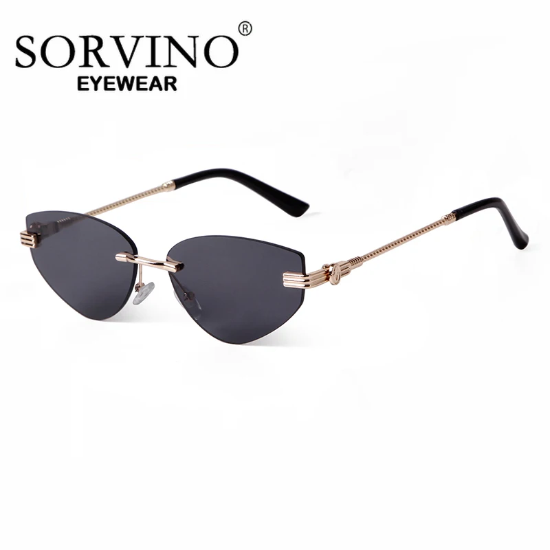 SORVINO Luxury Brand Designer Rimlesss Cat Eye Sunglasses For Women Ladies Sun Glasses