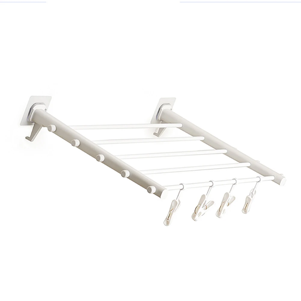 

Folding Telescopic Clothes Rack Extendable Plastic Metal Hidden Wall Mounted Drying Hanger Balcony Laundry Storage