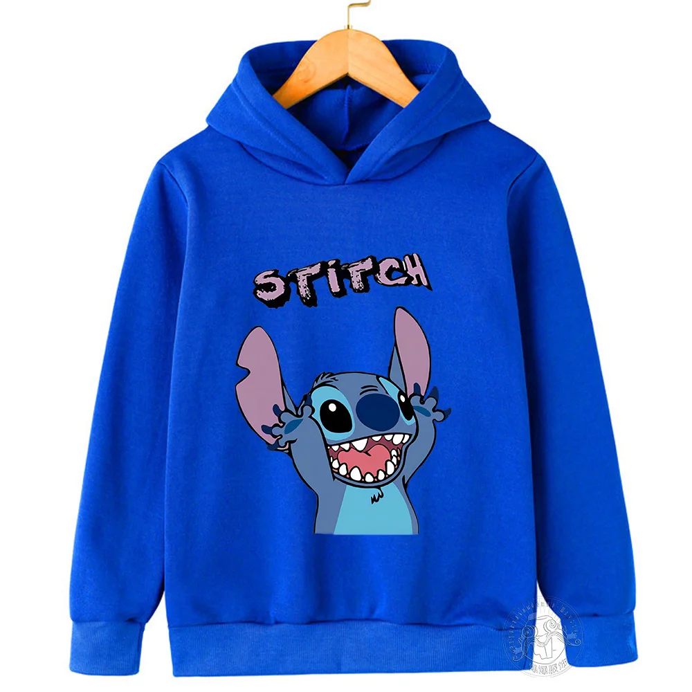 Sudadera con capucha de Disney Stitch para niños y niñas, ropa con estampado creativo, sudaderas casuales de calle, deportes al aire libre, 3 a 14 años