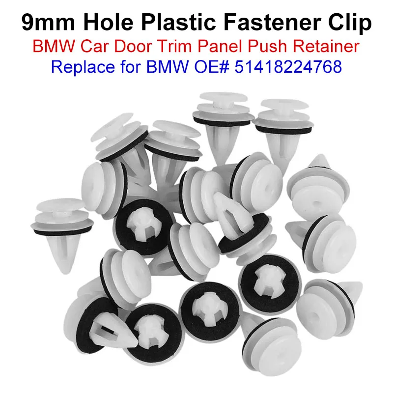 50pcs 51418224768 Plastic Rivets Clip for BMW E46 E53 E90 E91 E70 E71 E83 Car Door Panel Auto Fasteners Trim Panel Push Retainer