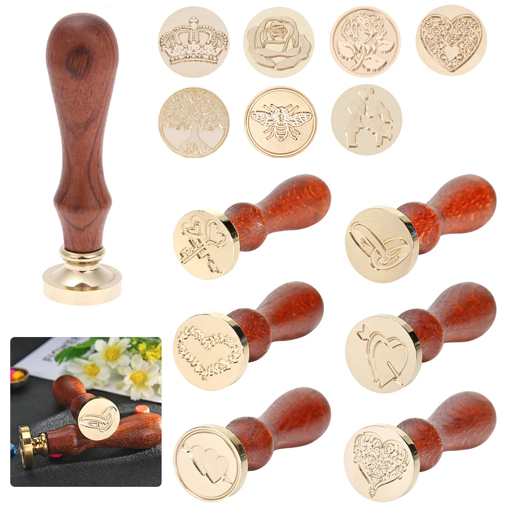 Gold-plated Brass Head Retro DIY Envelope Wax Seal Stamp Head Sealing Wax Stamps Wedding Decorative Invitation Dropshipping