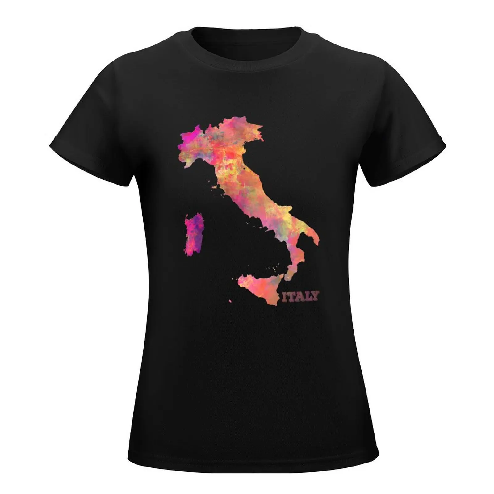 Italy map T-Shirt female cute clothes rock and roll t shirts for Women