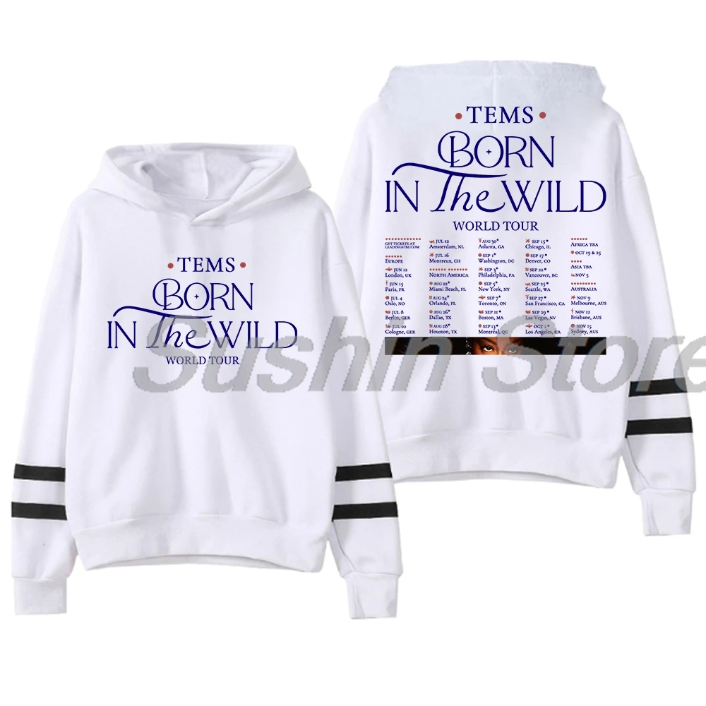 Tems Geboren In De Wilde Wereld Tour 2024 Hoodie Pocketless Parallelle Bars Mouw Streetwear Mannen Vrouwen Sweatshirt Mode Kleding