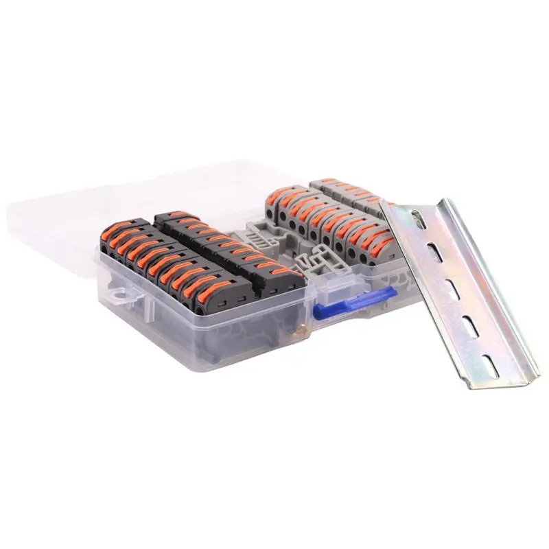 A36T-2X DIN Rail Terminal Blocks Kit, With Universal Compact Connectors, Connection Bar, Marker Strip, Screws, 28-12 AWG