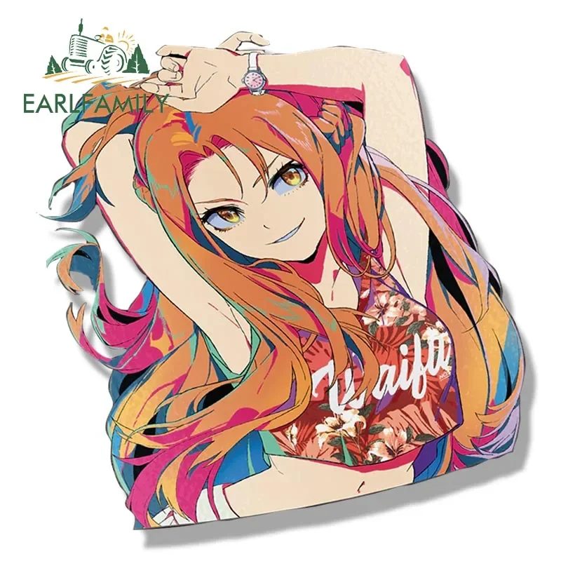 EARLFAMILY Streetwear Inoue Orihime Fanart Car Sticker Anime Sketch Waifu Decal JDM Cartoon Peeker Girl Stickers Car Wrap