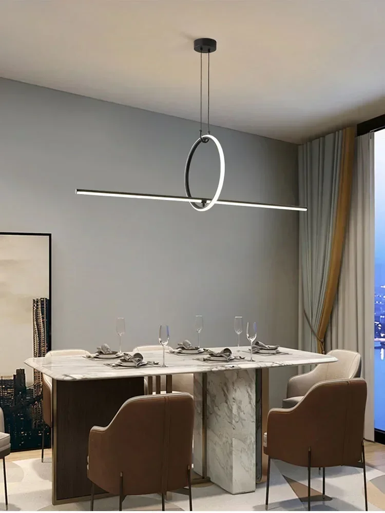 Lámpara colgante LED nórdica para sala de estar, comedor, cocina, isla, restaurante, lámpara colgante ajustable, accesorio de iluminación