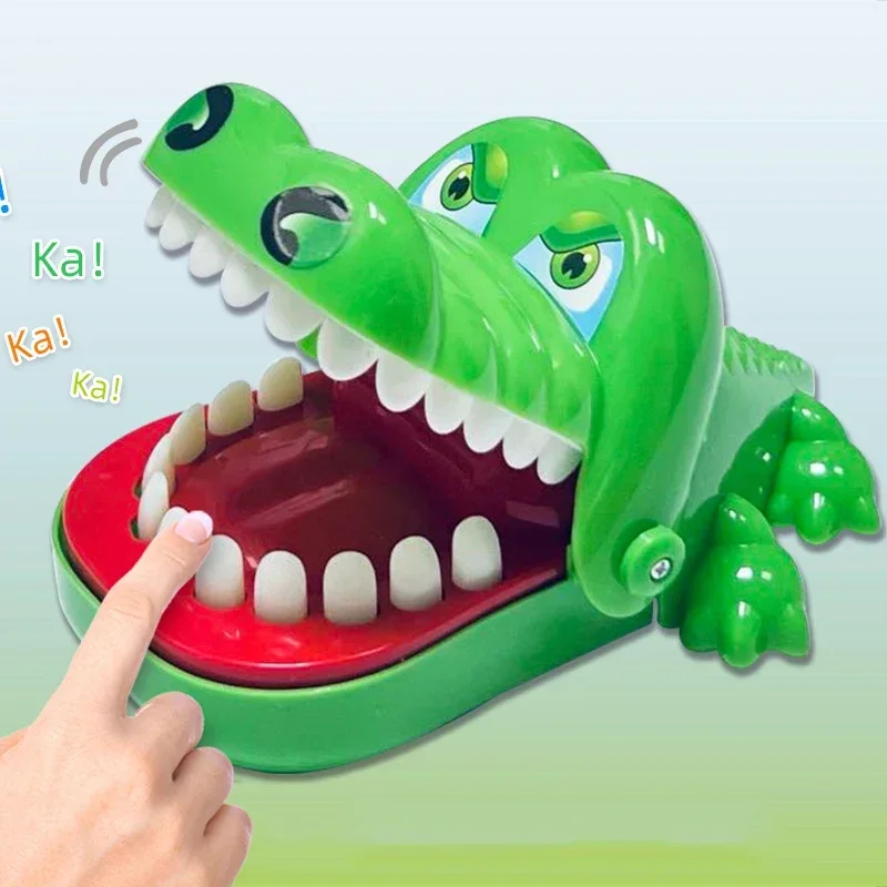 Brinquedos de dentes de crocodilo jacaré mordendo dedo dentista clássico jogos de família festa brincadeiras crianças sorte jogo brinquedo de descompressão