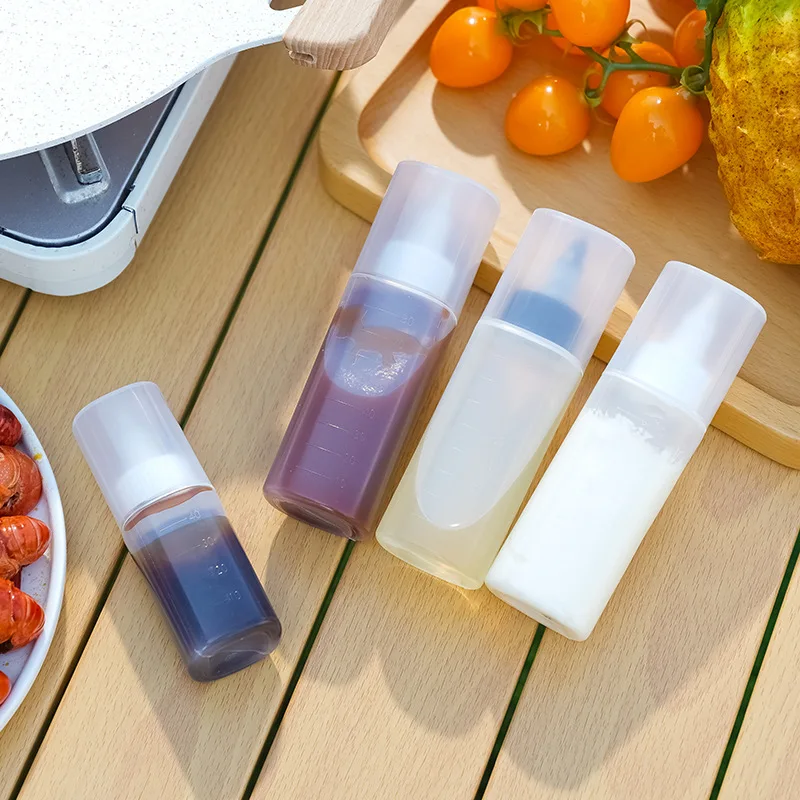 40/80ml Portable Camping Squeeze Bottle Salad Soy Sauce Vinegar Dispenser Bottle Seasoning Bottle Cleaning Liquid Storage Bottle