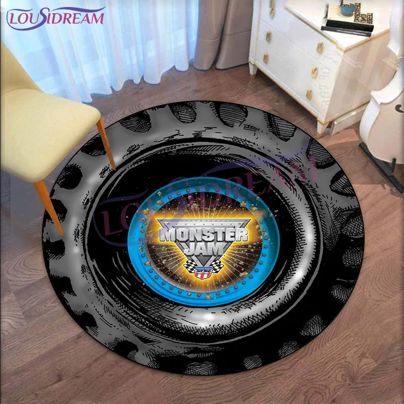 Classic Truck Monster Truck Circle Gravedigger Bigfoot Floor Rug Carpet Living Room Doormat Non-slip Chair Mat