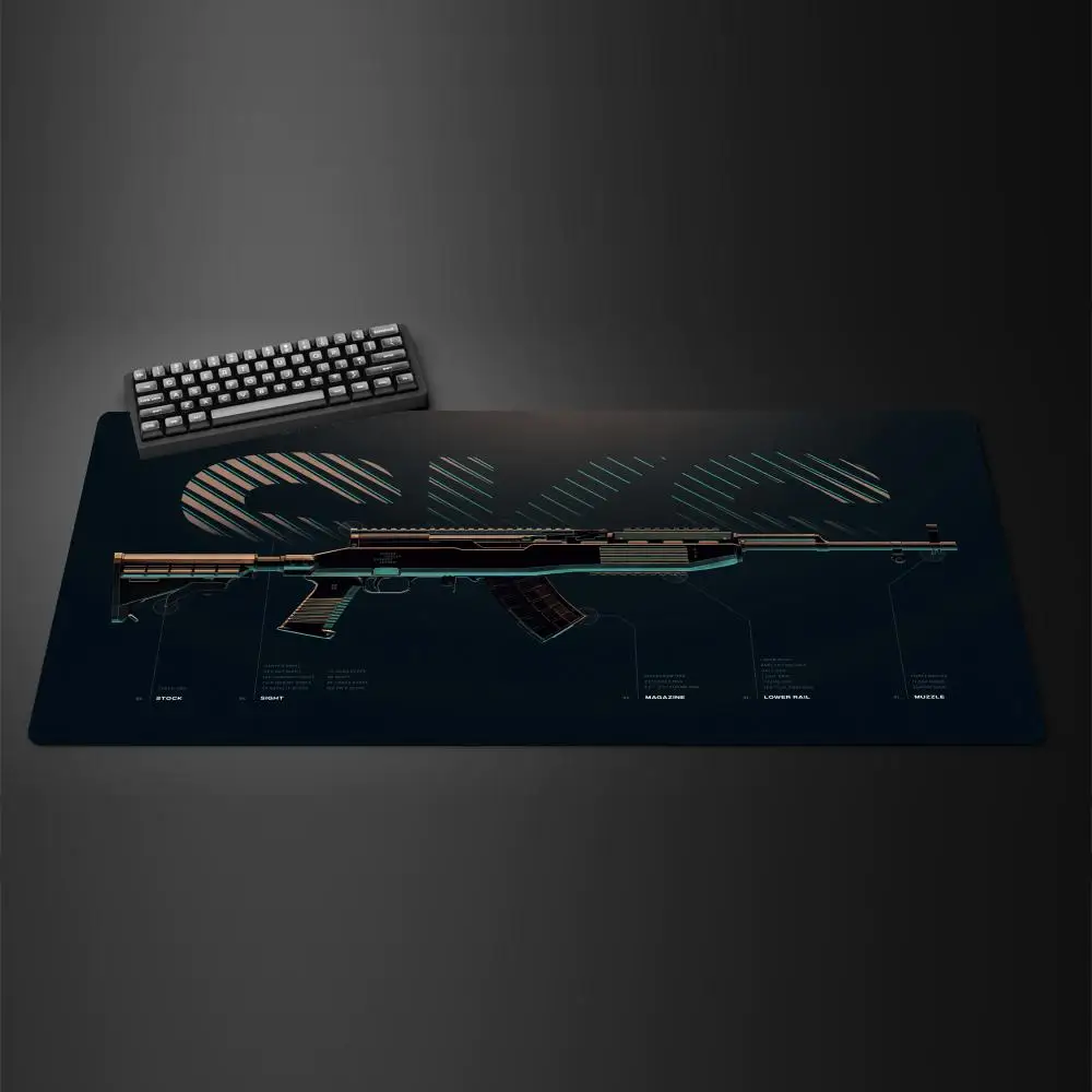 AWM Sniper Rifle PUBG Game Large Mouse Pad XXL Desk Mat Anti-Slip Rubber Base Gaming Keyboard and Mouse Stitched Edges for Home
