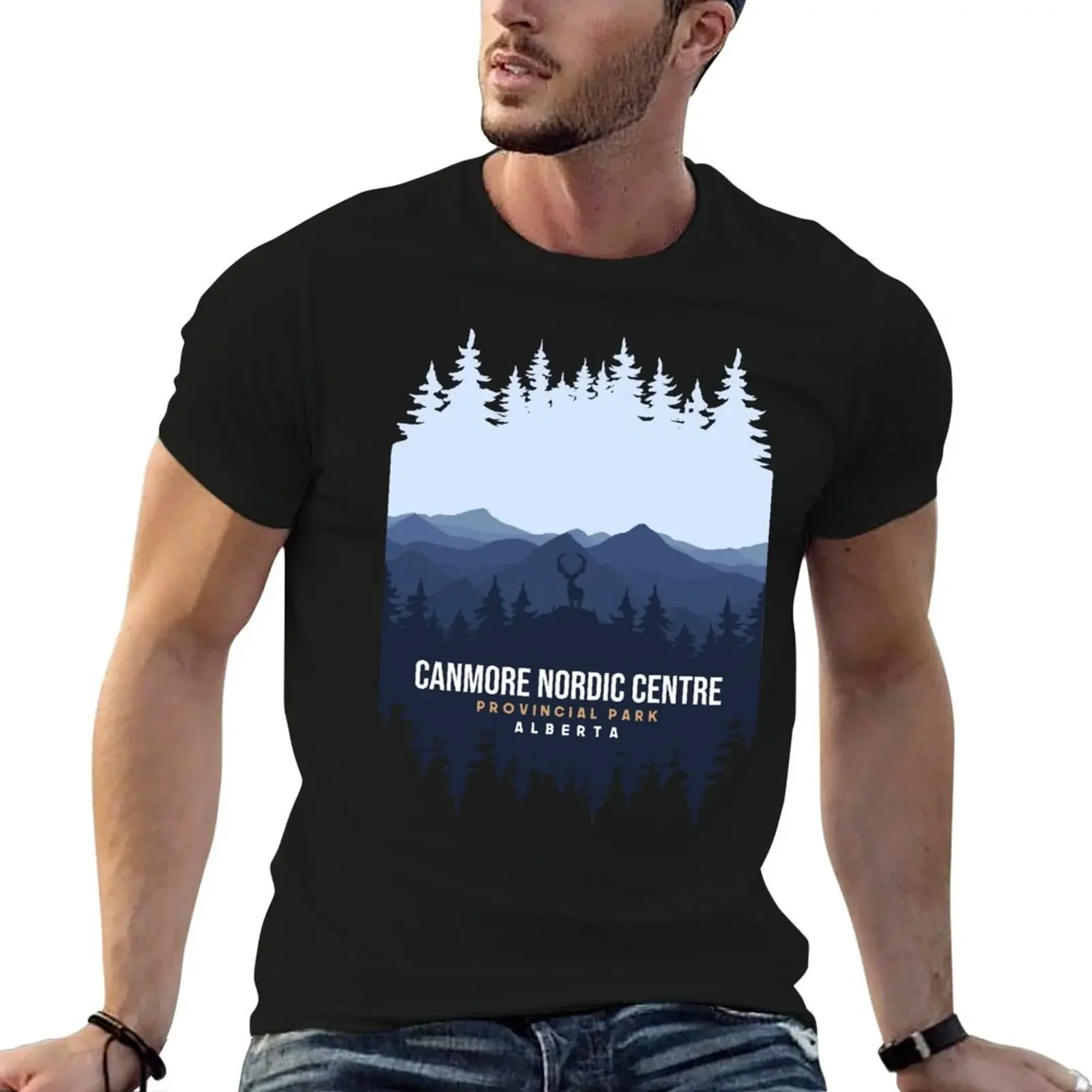 Canmore Nordic Centre Provincial Park Alberta Canada Mountain And Pine Tree T-Shirt anime figures heavyweights mens clothing