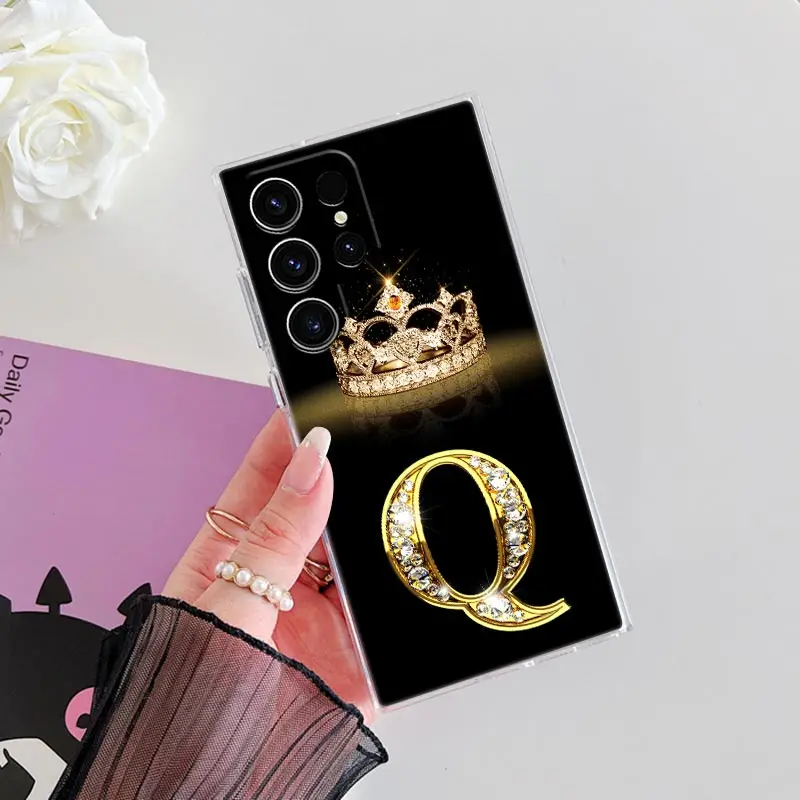 رسالة W Q O N S R Y X S25 حافظة شفافة لهاتف سامسونج جالاكسي S25 S24 S23 Ultra S20 S21 FE S22 Plus A56 A55 A36 A26