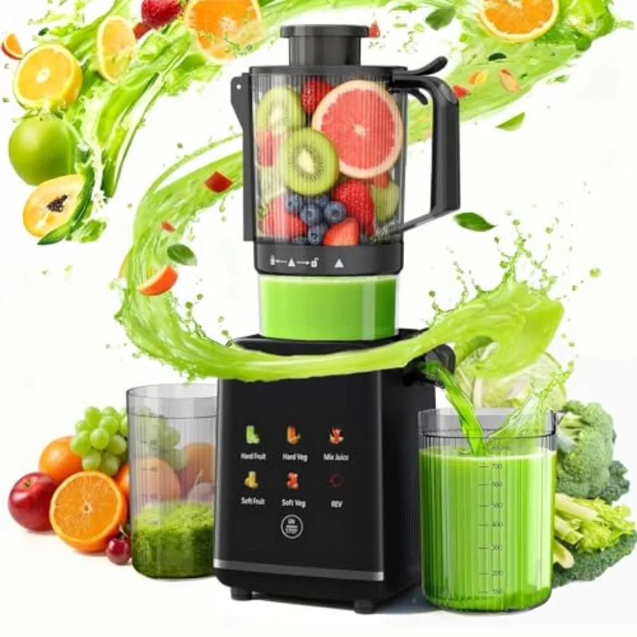 

Kismile Cold Press Juicer Machine with 5 Modes ABS Housing HD Display 4.5 Wide Feed Chute Slow Juicer for Fruits Vegetables Qui
