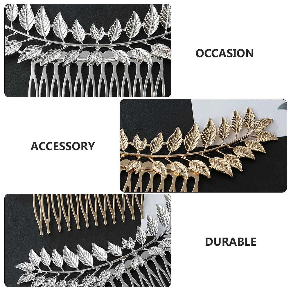 2 قطع سبائك معدنية مشط الشعر يترك النمذجة دبوس الشعر الأزياء الجانب كليب للنساء الفتيات مهرجان حزب تصفيفة الشعر التبعي #3