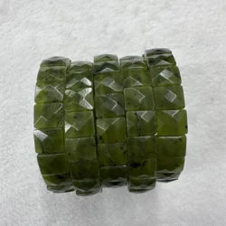 Natural Nephrite /canadian Jade Stone Beads Bracelet Natural Gemstone Bangle DIY Jewelry for Woman for Gift Wholesale !