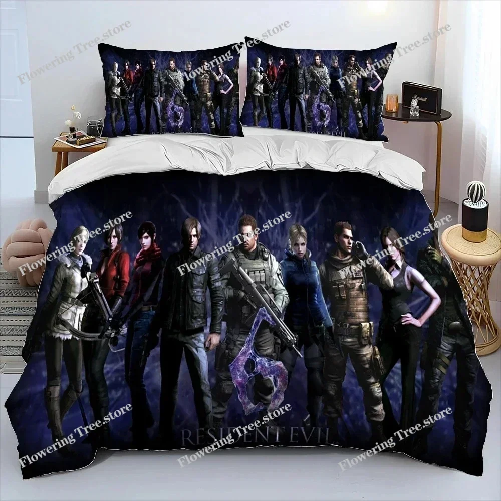 3D R-Resident Evil Games Gamer Comforter Bedding Set,Duvet Cover Bed Set Quilt Cover Pillowcase,king Queen Size Bedding Set Boys view 6