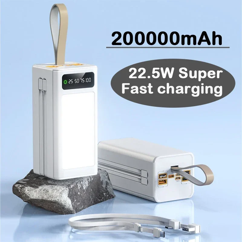 100%New Original 200000mAh Fast Charging Power Bank Portable Large Capacity External Battery Charger Suitable for IPhone Laptops