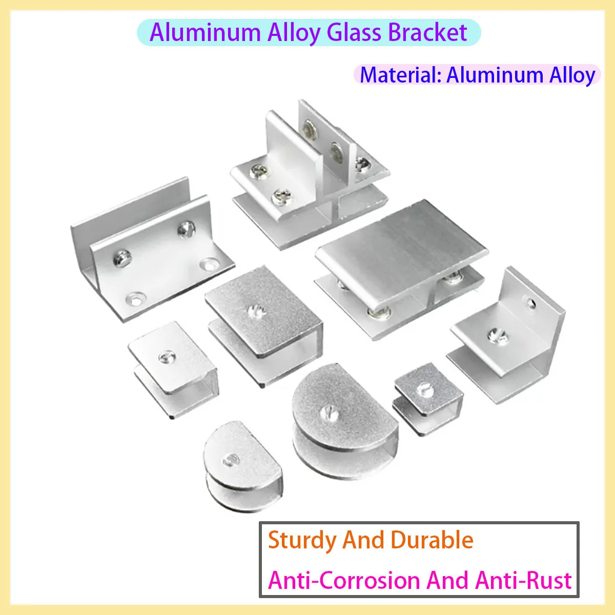 

Aluminum Support Frame 1/4 Inch Glass Clip 180 ° 135 ° 90 ° T-shaped Cross Bracket Furniture Accessories
