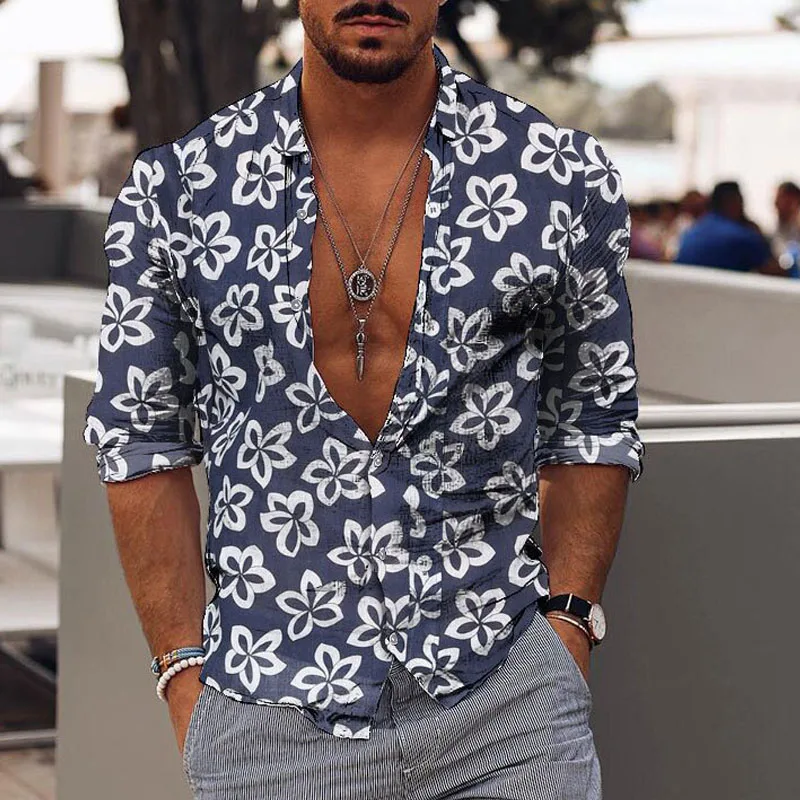 

2023 Luxury Brand Social Men Shirts Lightning Gradual Casual Single Button Shirts High quality Shirts Printed Male Blouses M-3XL