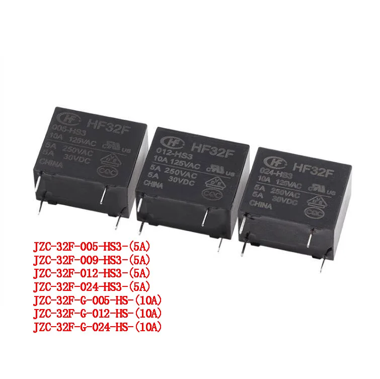 JZC-relé HF 32F-G-005 012 024-HS3 HS 4PIN 5A 10A, 10 unidades por lote