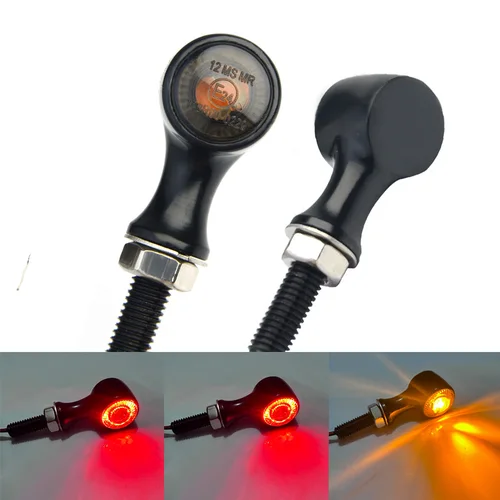 Luz LED de intermitente Retro E24 para motocicleta, indicador intermitente, luz de freno trasero de 8mm para Harley Yamaha Cafe Racer Bobber Chopper