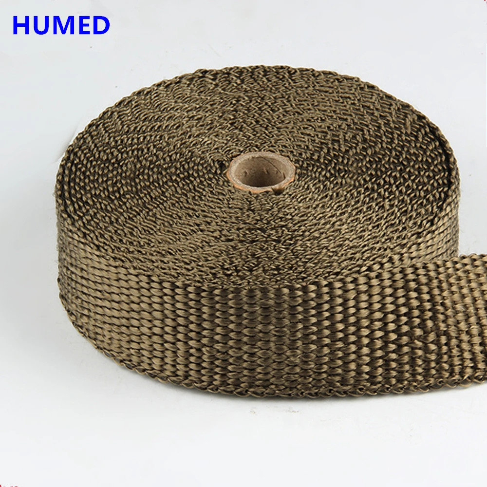 1.5mm*25mm*15m Exhaust Heat Wrap Roll for Motorcycle Fiberglass Heat Shield Tape with Stainless Ties