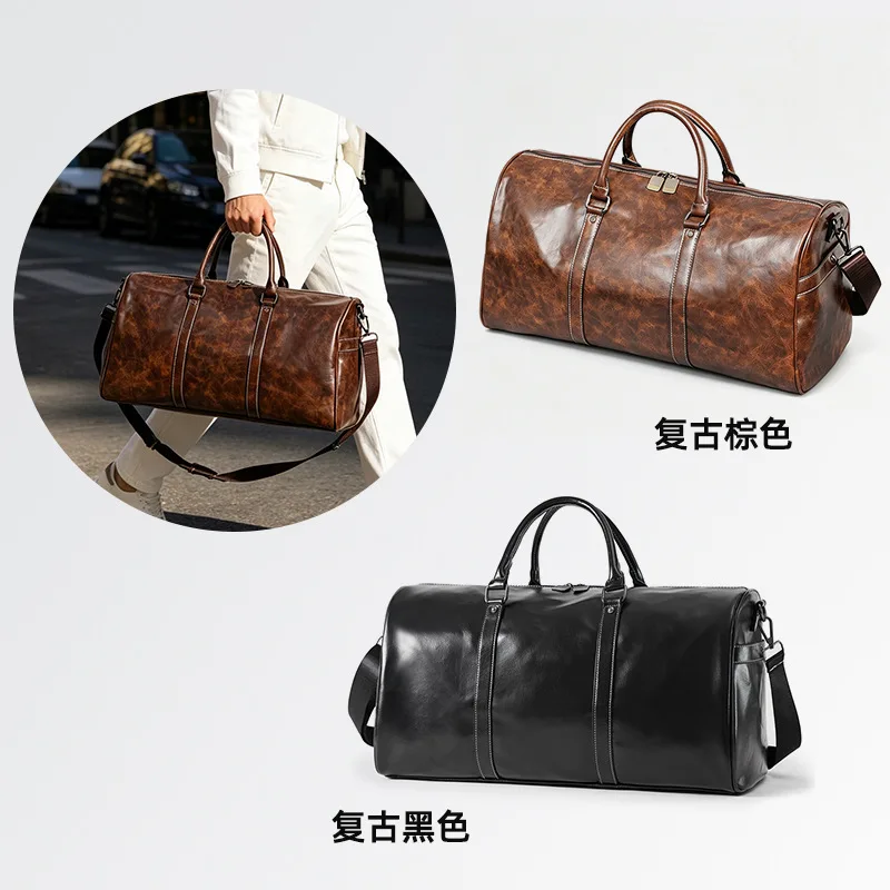Cylinder travel bag, large-capacity portable fitness bag, shoulder messenger bag. view 5