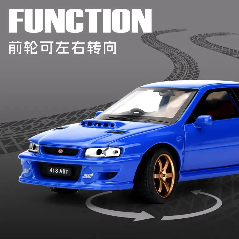 1:32 Impreza WRX STI Alloy Metal Diecast Model Car Sound And Light Pull Back Birthday Gift For kids