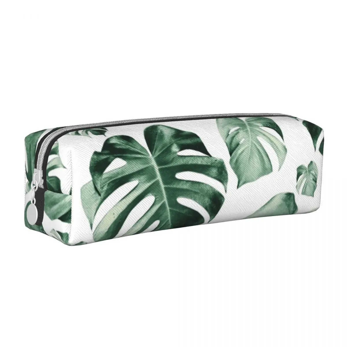 Estuche de lápices Monstera con hojas de hoja, bolsas de caja de bolígrafos de plantas verdes tropicales de la selva, suministros de almacenamiento grandes para estudiantes, bolsa de lápices con cremallera