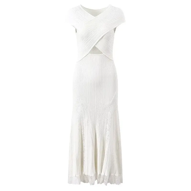

Elegant Short Sleeveless Lace Trim Slimming Dress for Ladies Summer New Style High Quality by Nan You Fashionable Citywalk Dress