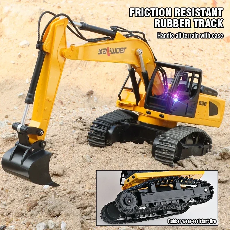 Huina Rc Excavator 1/24 9Ch รีโมทคอนโทรลรถยนต์รถบรรทุกรุ่นของเล่นพลาสติกจําลองรถก่อสร้างสําหรับเด็ก