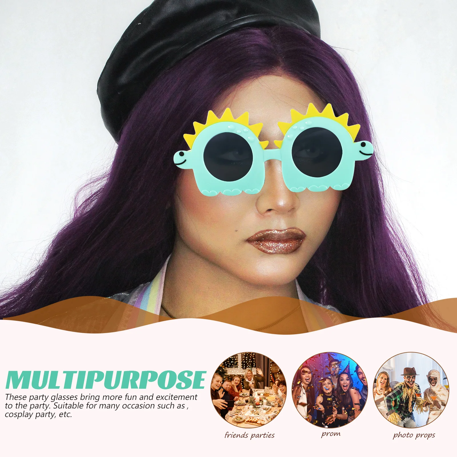 Lunettes de dinosaure amusantes, légères et élégantes, pour enfants, accessoires Photo, fournitures de fête, accessoires Photo de Festival, 4 pièces