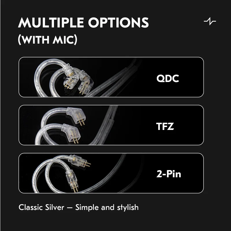 CCZ C03 Двойной параллельный посеребренный OFC type-c с микрофоном Сменный кабель для наушников, совместимый с ZS12 PRO X/ZA12/EDX PRO/ZAR