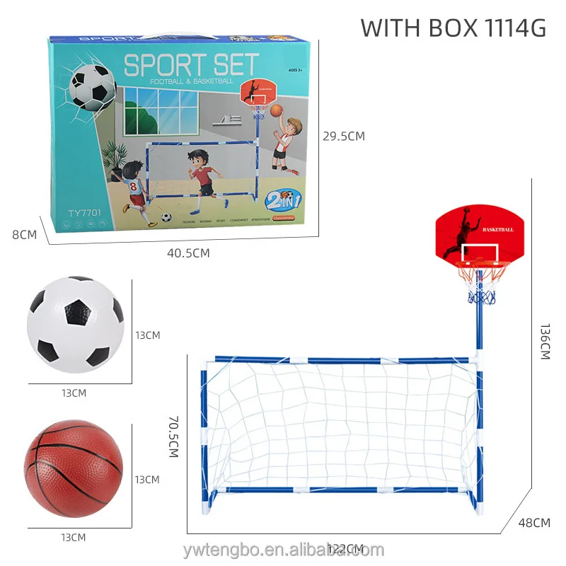 

2 in 1 Children's Sports Gym Training Equipment Basketball Hoop and Football Goal Children's Double Fun Football Toys