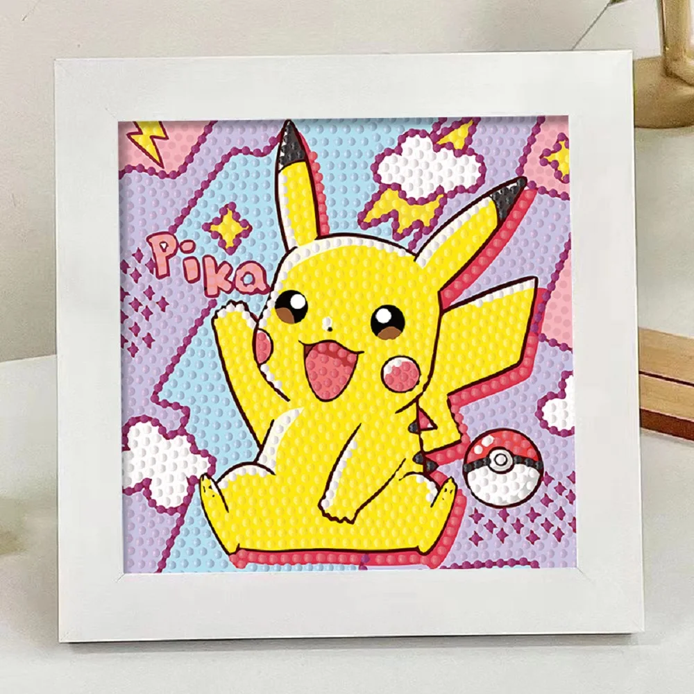 

5D Child Diamond Painting 18*18cm Cartoon Pikachu Sticking Drills Embroider Bedchamber Decoration Draw Handiwork Material Packs