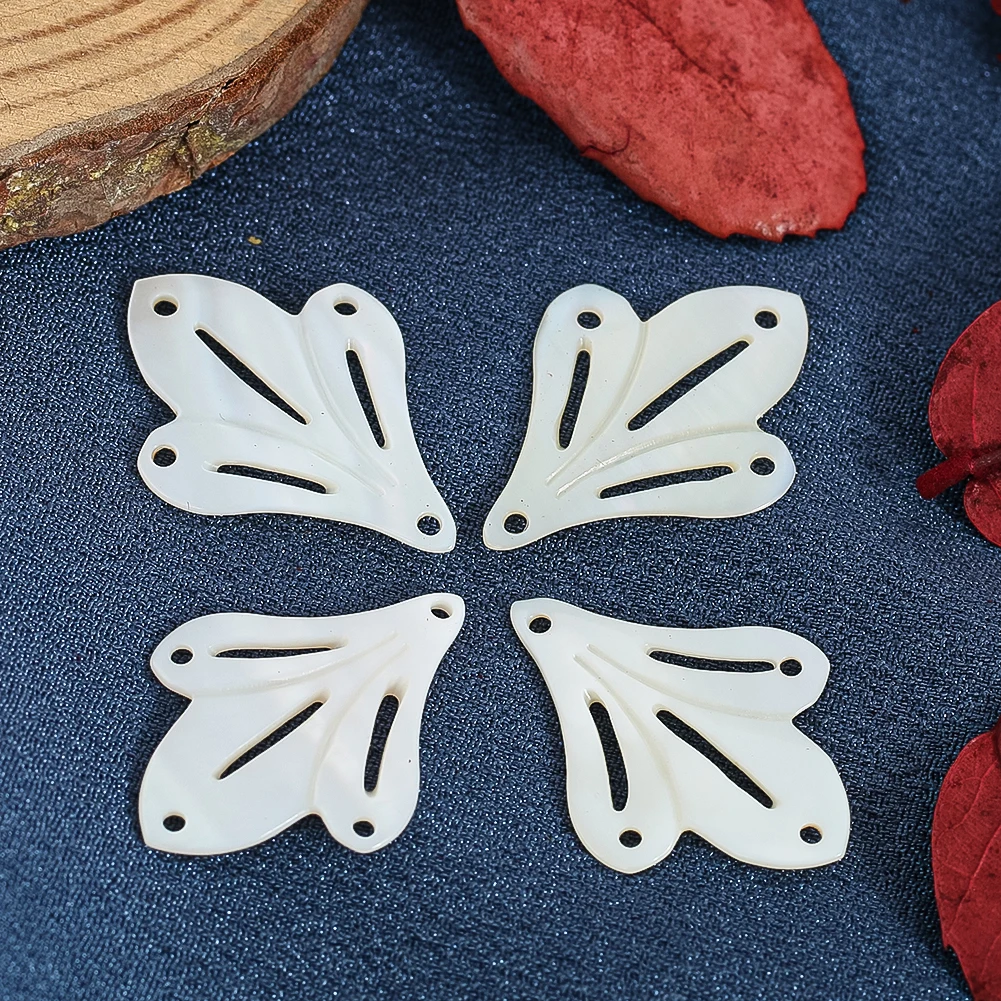 2PCS Natural Mother of Pearl Shell Flower Leaf Bead Pendant Dangle Charms for DIY Jewelry Making Earring Necklace Accessory