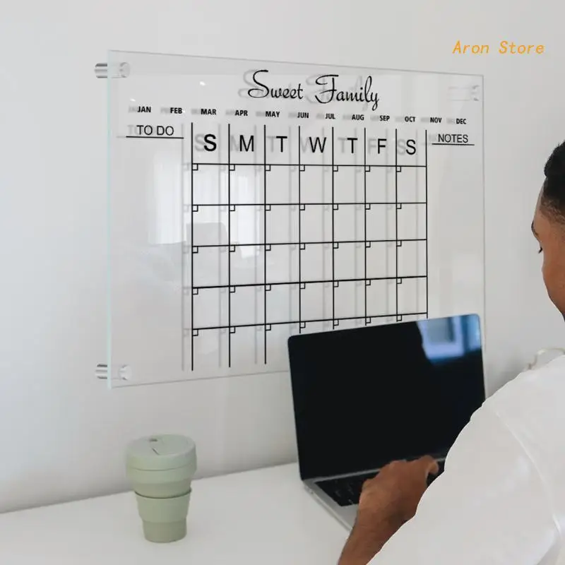 Acrylic Calendar for Wall Clear Wall Mounted Calendar Erasable Weekly Whiteboard for Planning Shopping Lists