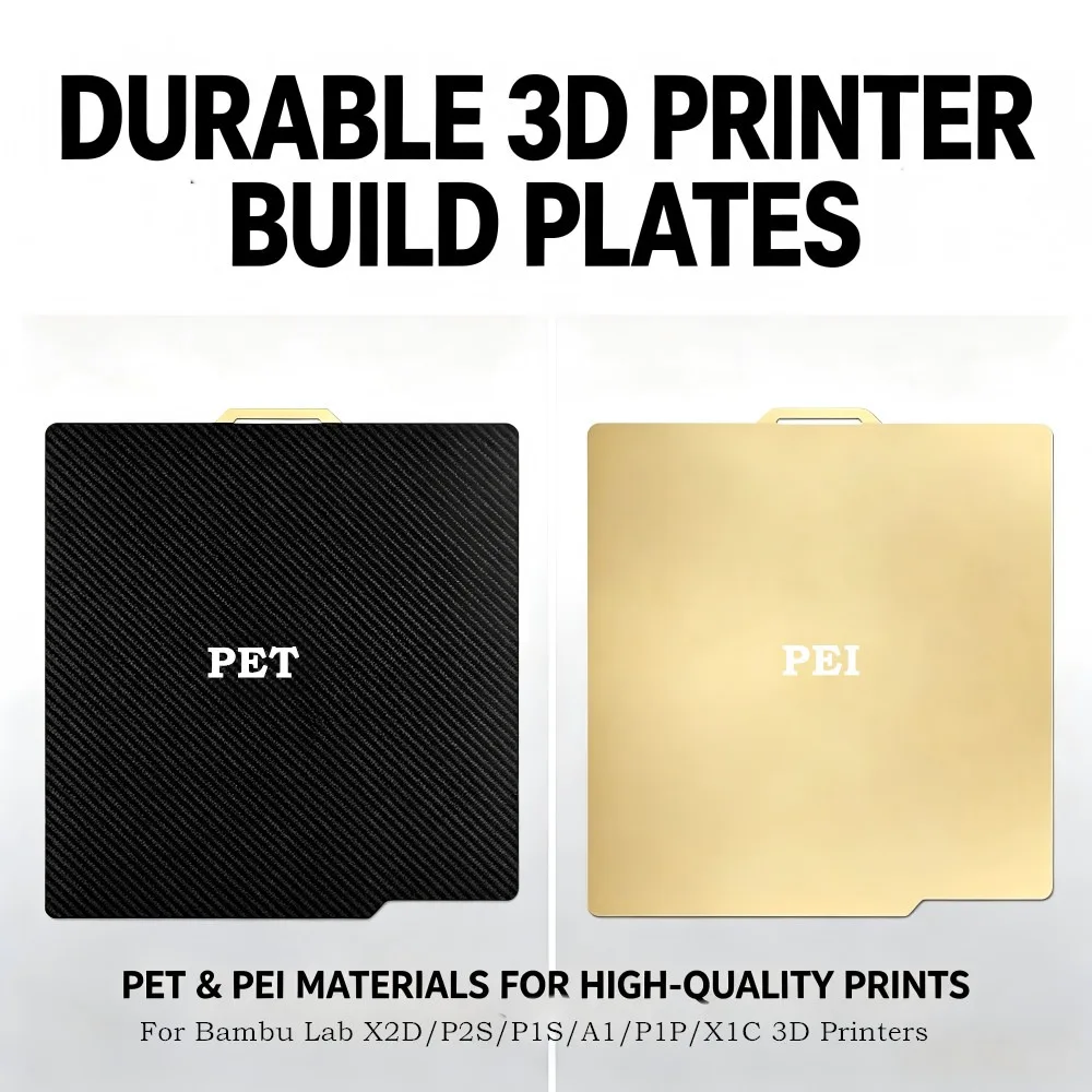 For Bambu Lab X2D P2S Build Plate Double Sided Smooth Carbon Fiber PET PEI Flexible Spring Steel for Bambulab A1 3D Printer