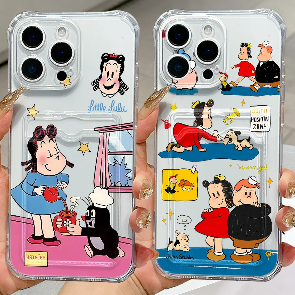 HOT Cute Little Girl L-luluS New Card Hold Phone Case For Samsung Galaxy S26 S25 S24 S23 S22 S21 S20 FE Edge Plus Ultra M54 5G