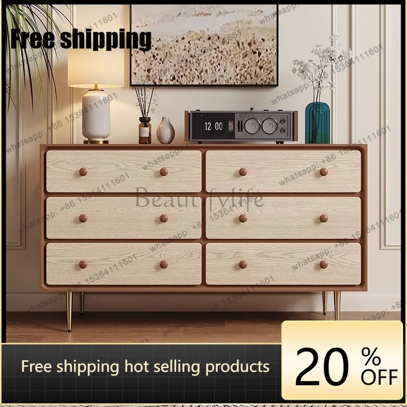 Hot French retro style, solid wood storage TV cabinet, wabi wind drawer cabinet